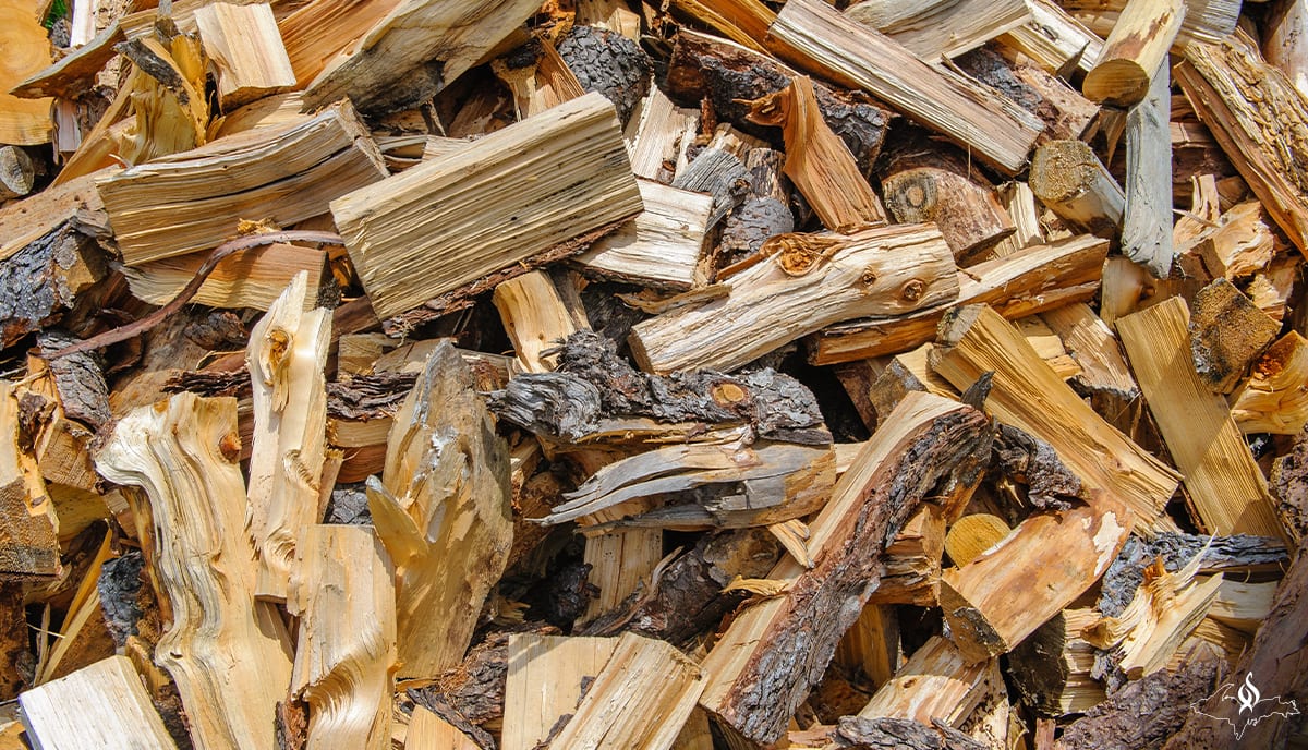 Winter stock pile of wood